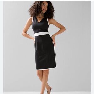 White House Black Market Black and White Sheath Dress Size 12 NWOT